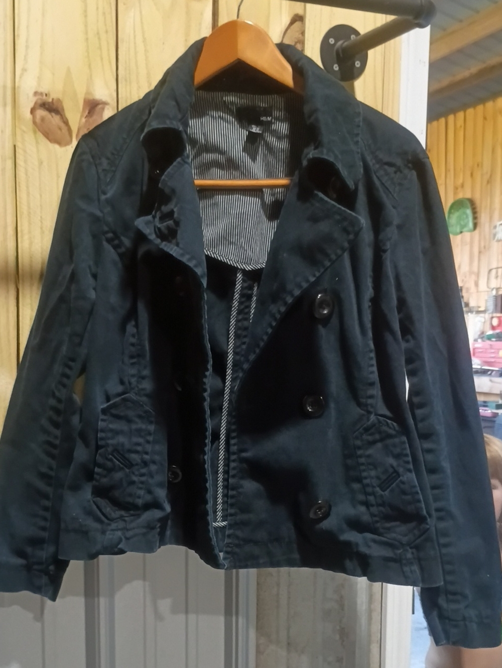 H&M Navy Double-Breasted Pea Coat